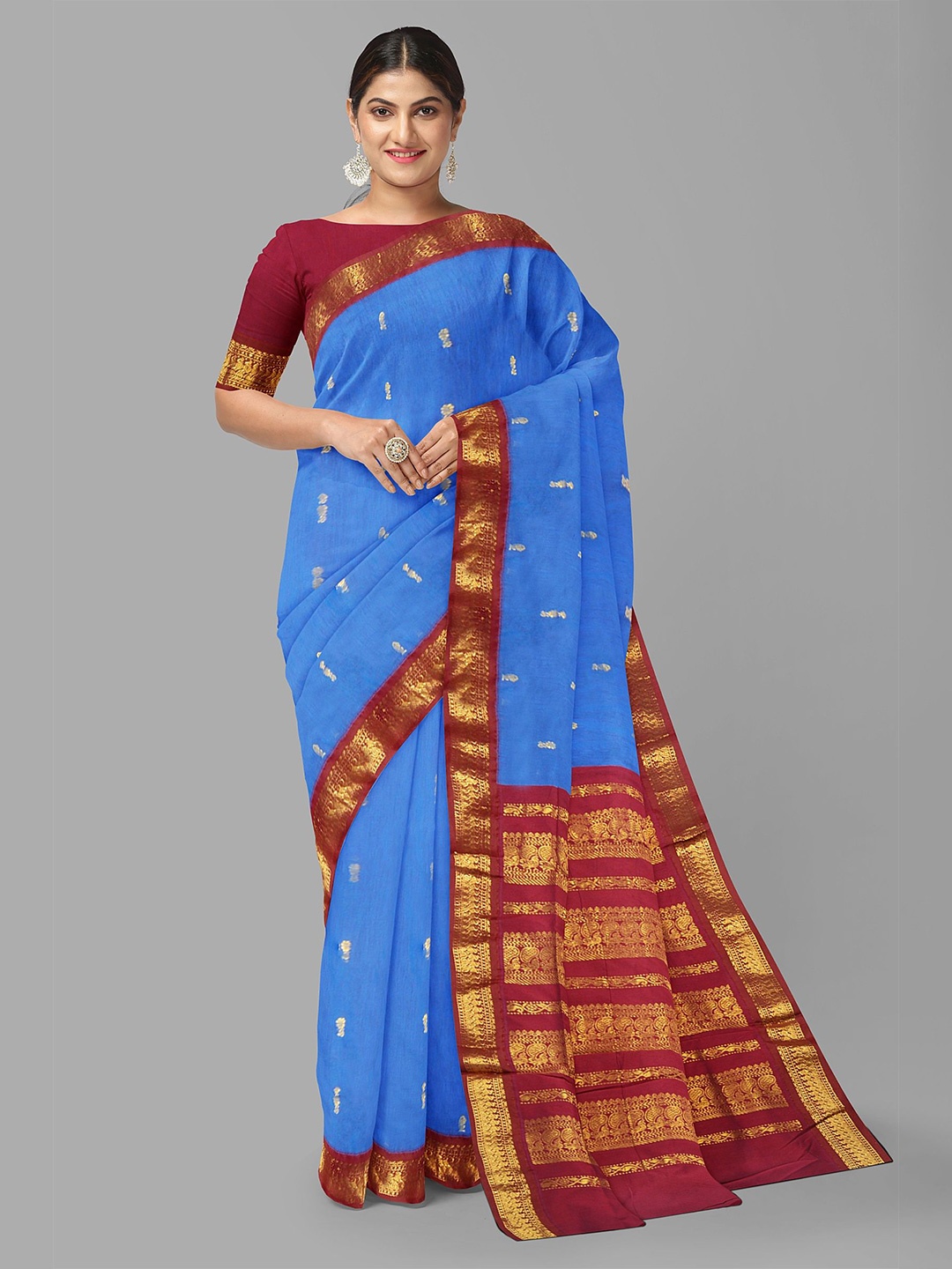 

The Chennai Silks Woven Design Zari Saree, Blue