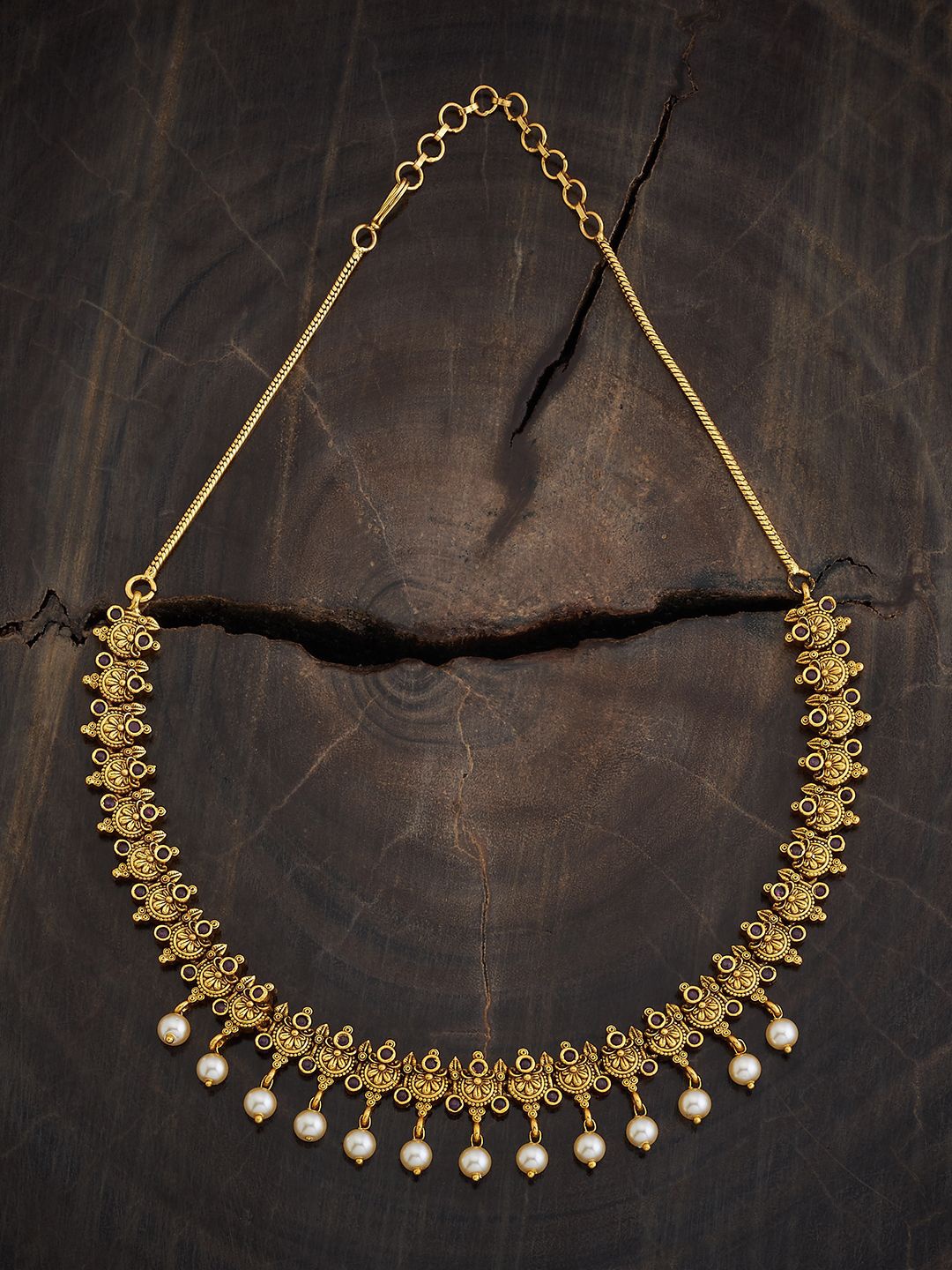 

Kushal's Fashion Jewellery Gold-Plated Stone Studded Antique Necklace