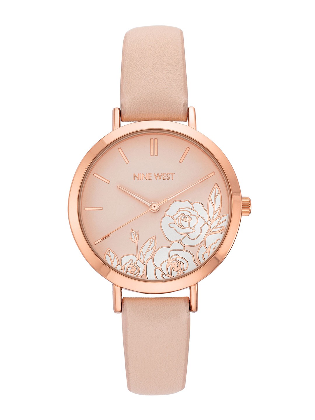 

Nine West Women Round Dial & Leather Straps Analogue Watch NW-2680FLPK, Pink