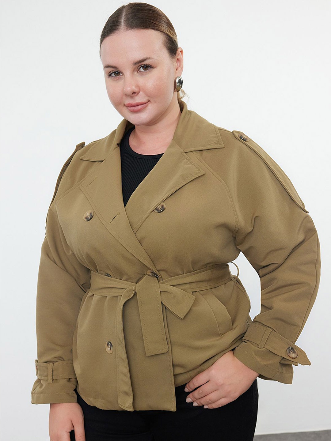 

Trendyol Women Single-Breasted Overcoat, Green
