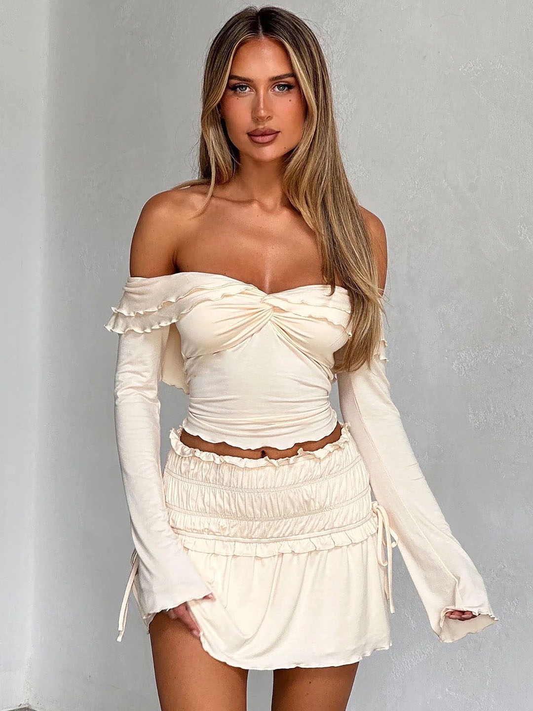 

LULU & SKY A-line Mini Skirts, Beige