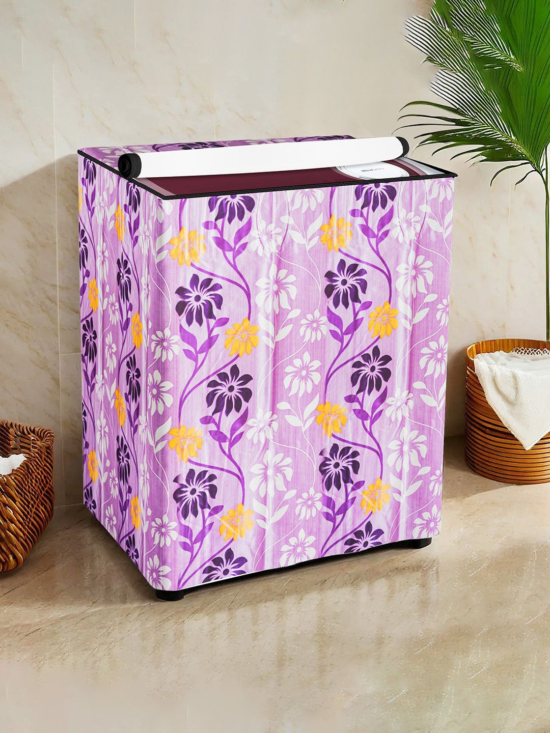 

Kuber Industries Purple & Yellow Printed Semi-Automatic Washing Machine Covers