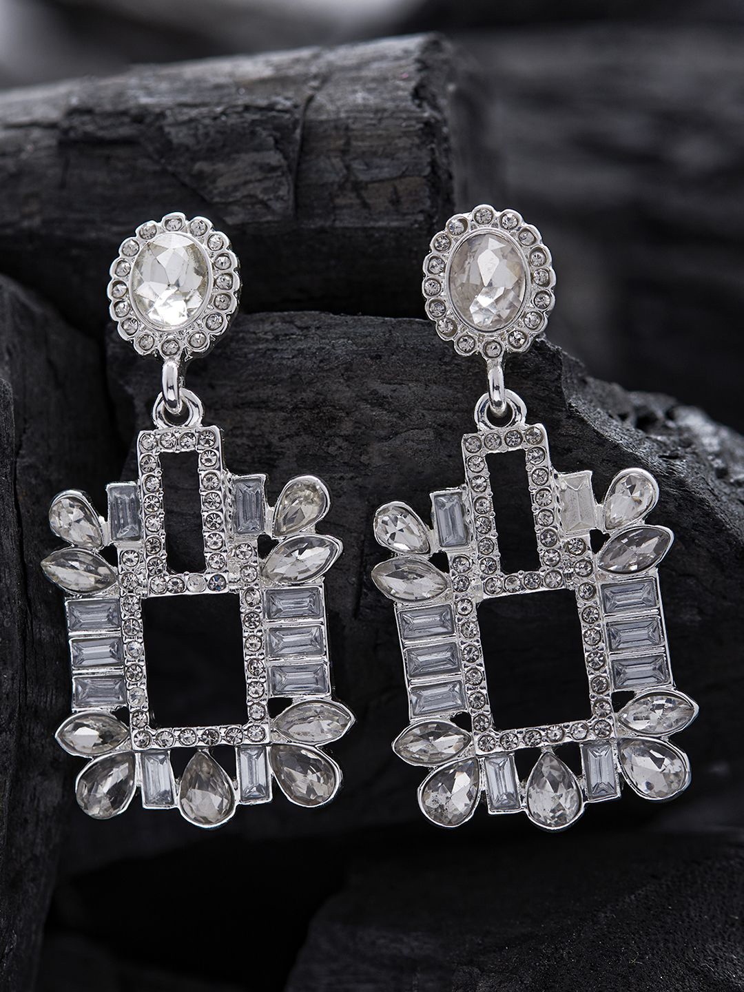 

Kalakrith Milano Contemporary Crystals Drop Earrings, Silver