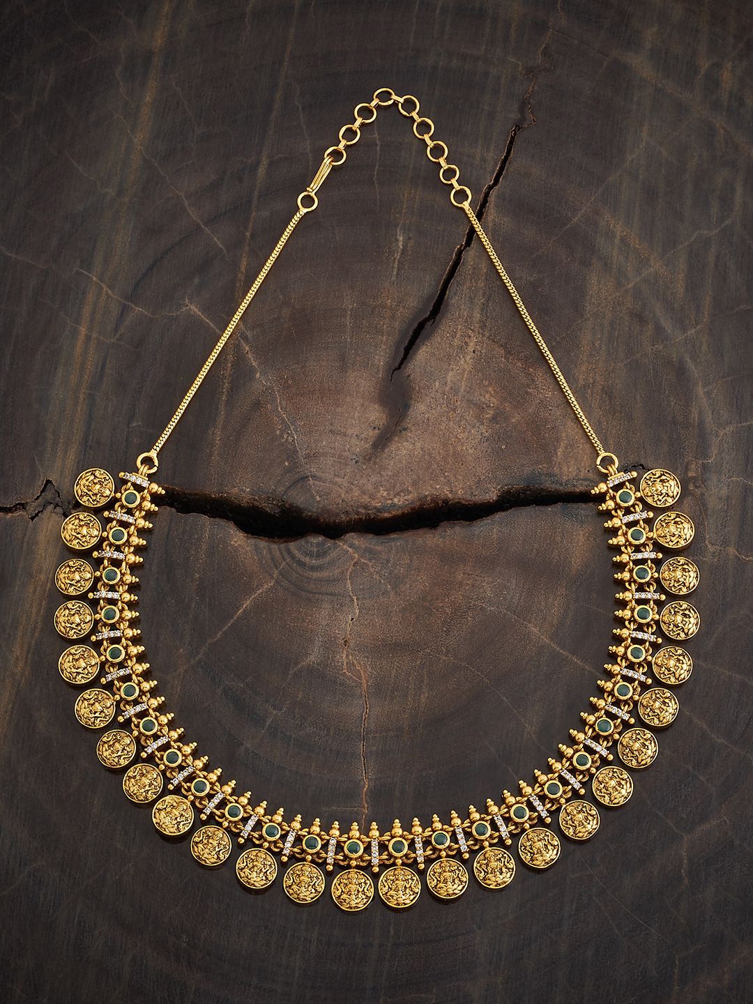 

Kushal's Fashion Jewellery Gold-Plated Stone Studded Antique Necklace