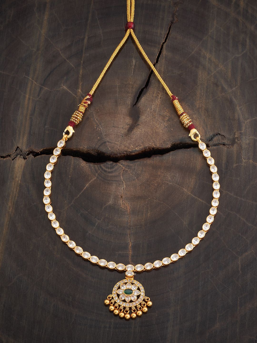 

Kushal's Fashion Jewellery Silver Gold-Plated Temple Necklace