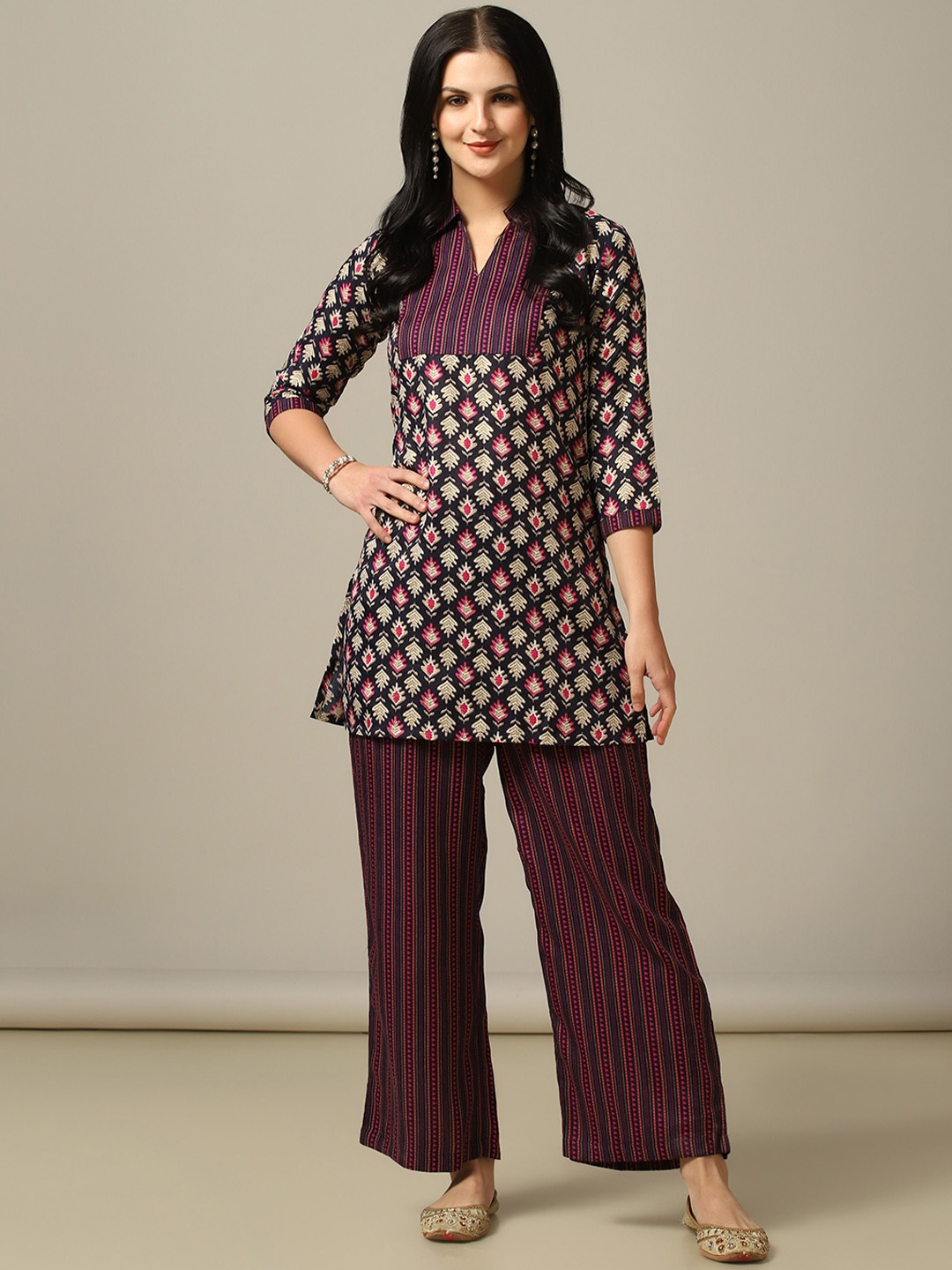 

TAGDO Printed Tunic & Palazzo Co-Ords, Pink