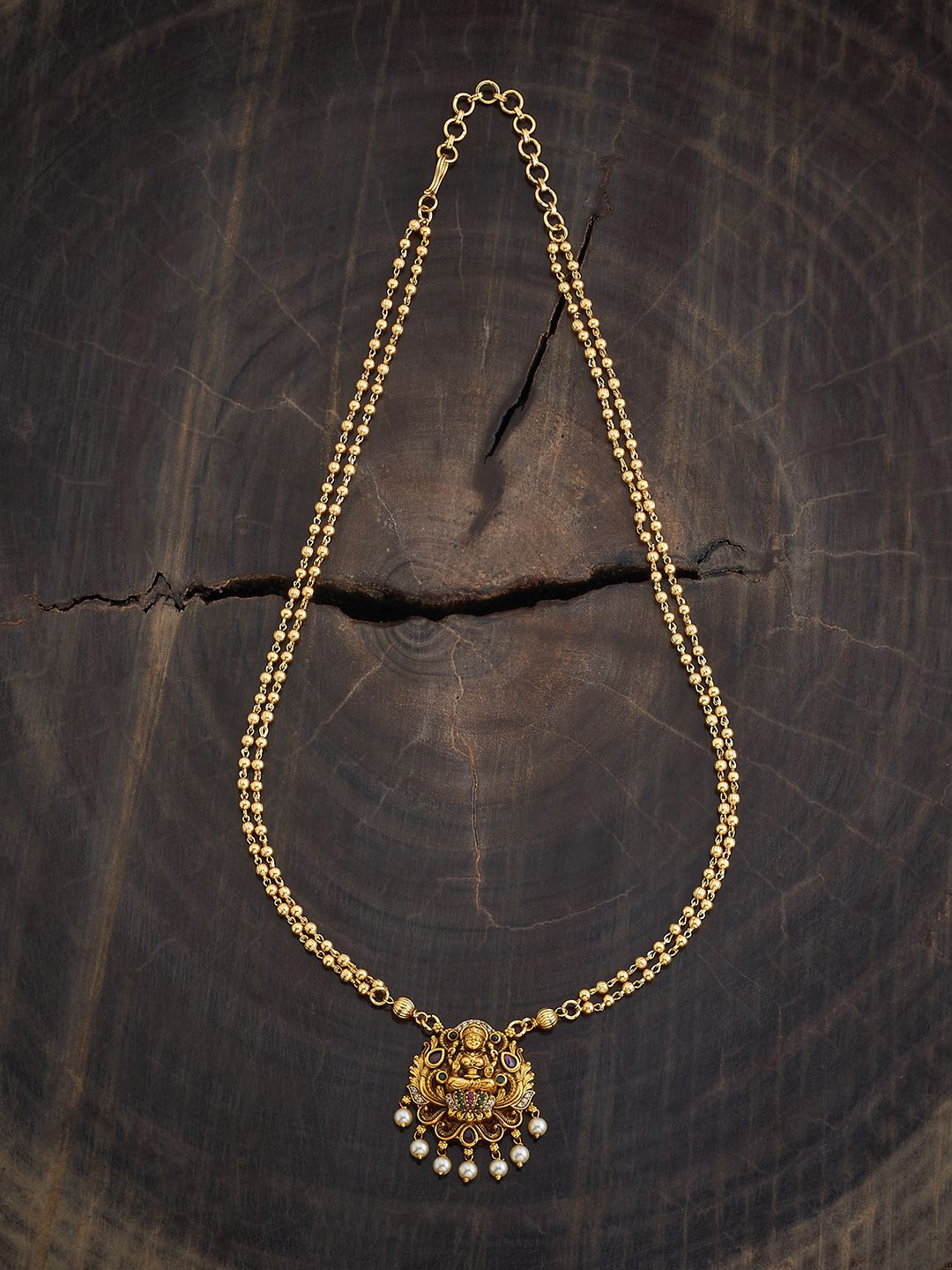 

Kushal's Fashion Jewellery Copper Gold-Plated Cubic Zirconia Studded Antique Necklace