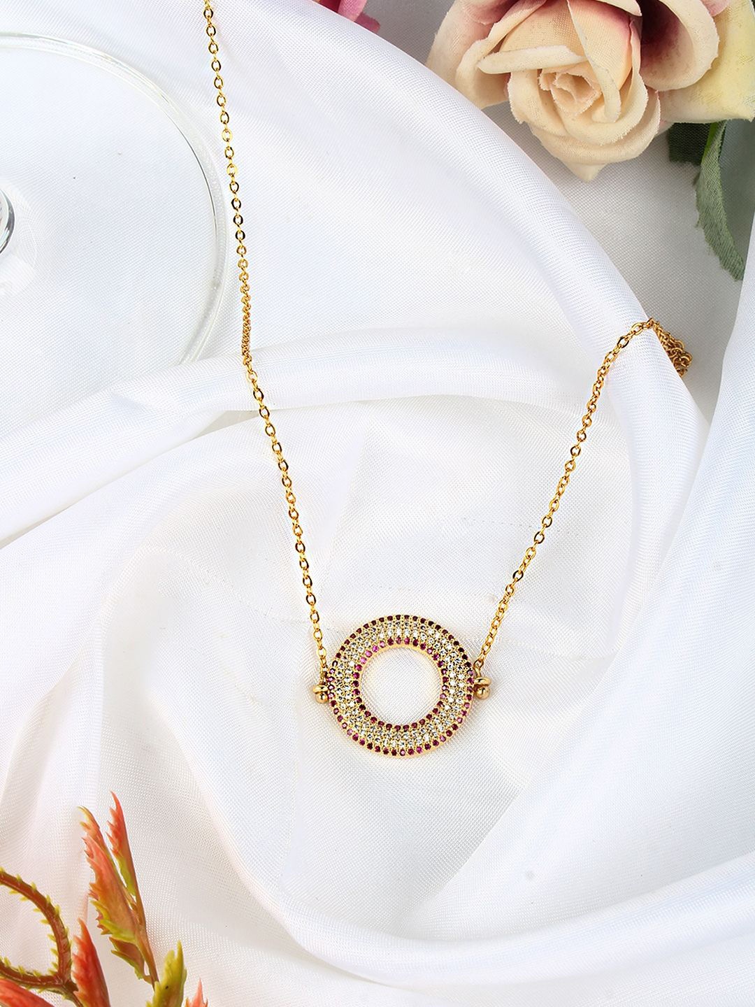 

KPOP Brass Gold-Plated Stones Studded Necklace