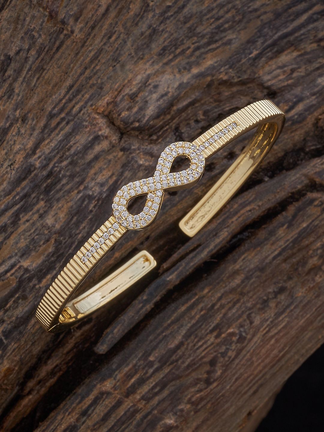 

Kushal's Fashion Jewellery Gold-Plated Cubic Zirconia Kada Bracelet