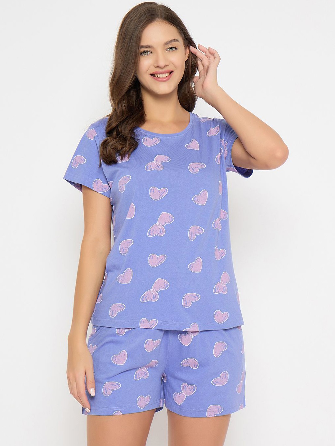 

Clovia Women Graphic Printed Night suit, Blue