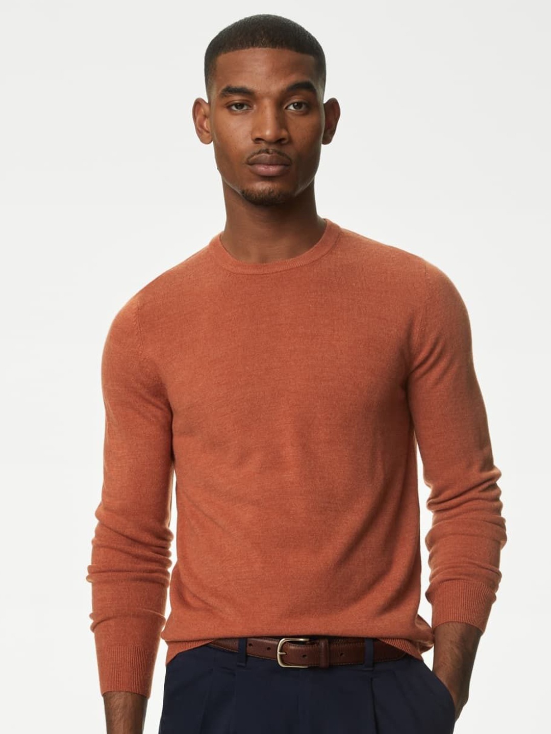 

Marks & Spencer Men Round Neck Pullover, Orange
