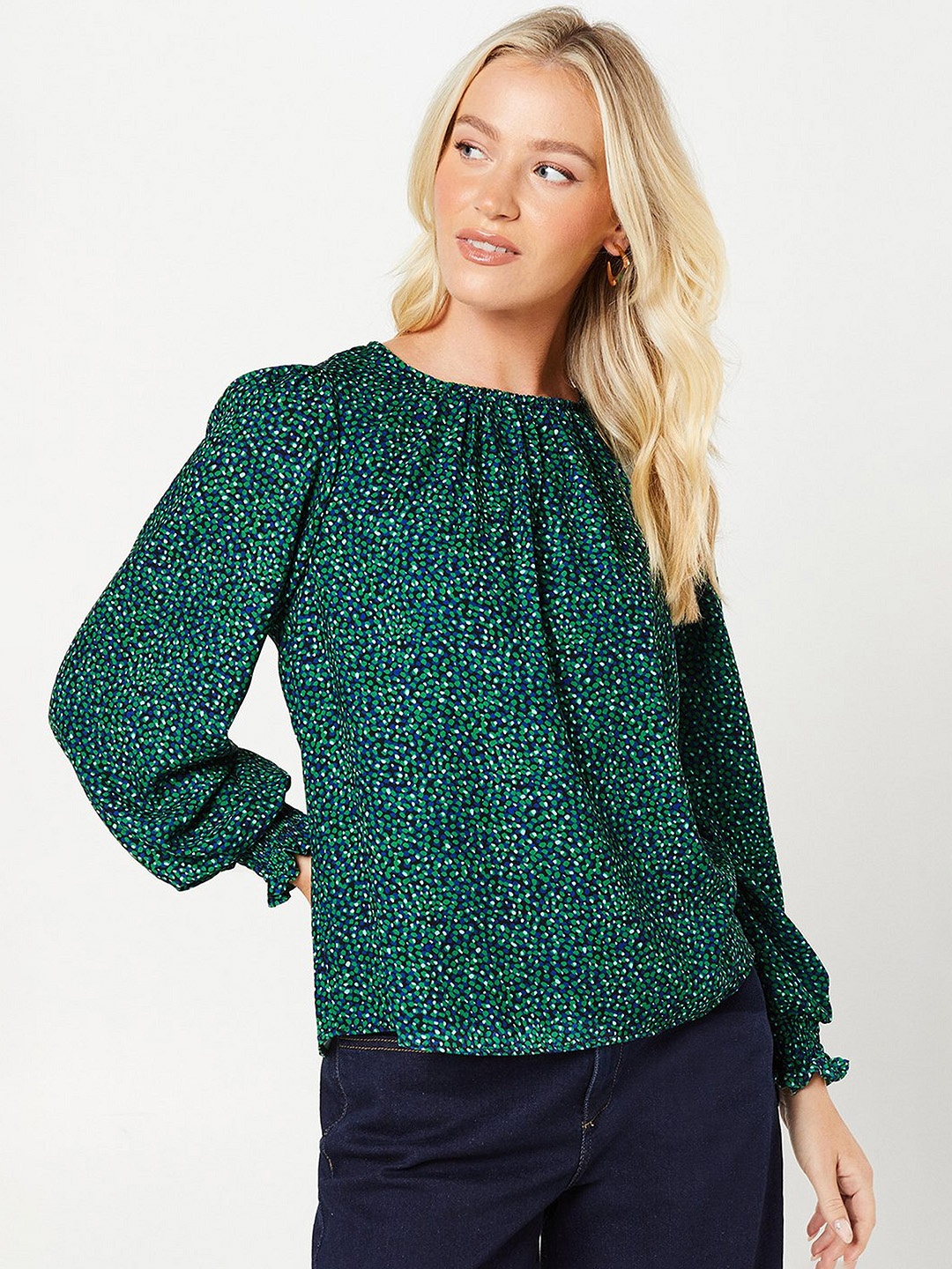 

DOROTHY PERKINS Micro Ditsy Print Top, Green