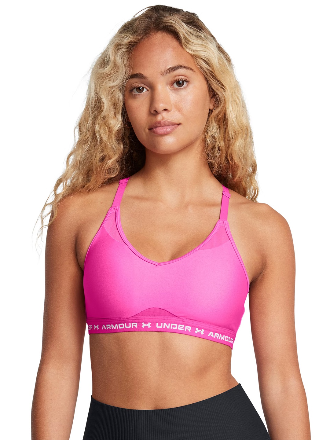 

UNDER ARMOUR Crossback Medium Coverage Lightly Padded Training Bra 1386424-652, Pink