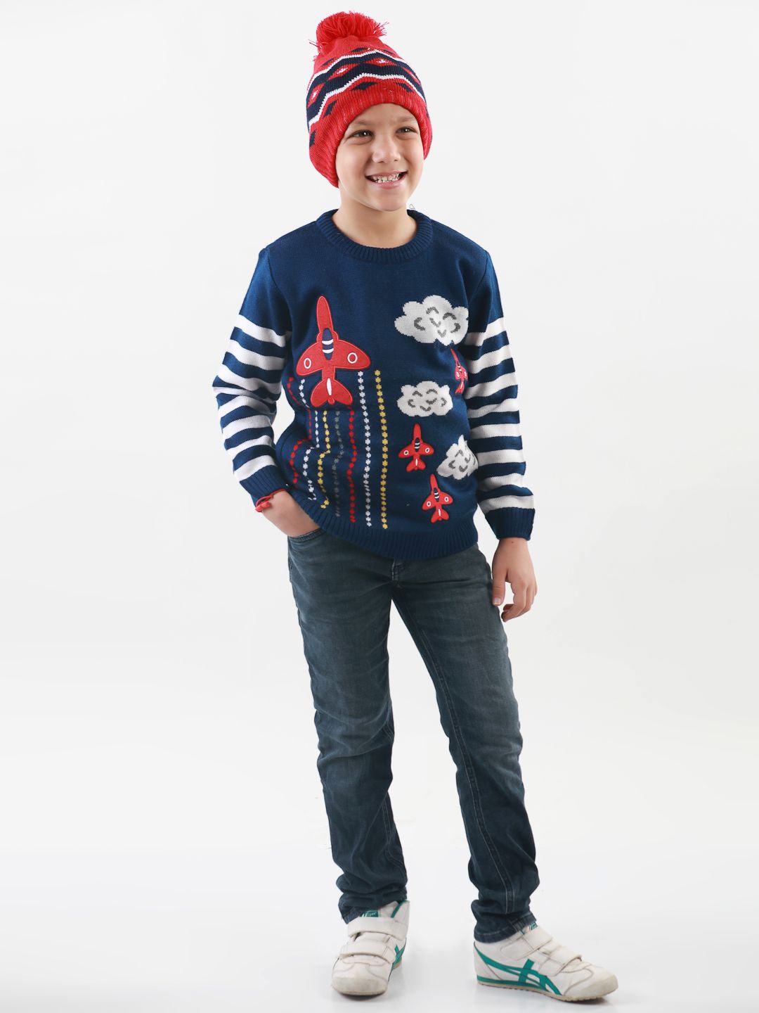 

KNITCO Unisex Kids Pullover with Applique Detail, Navy blue