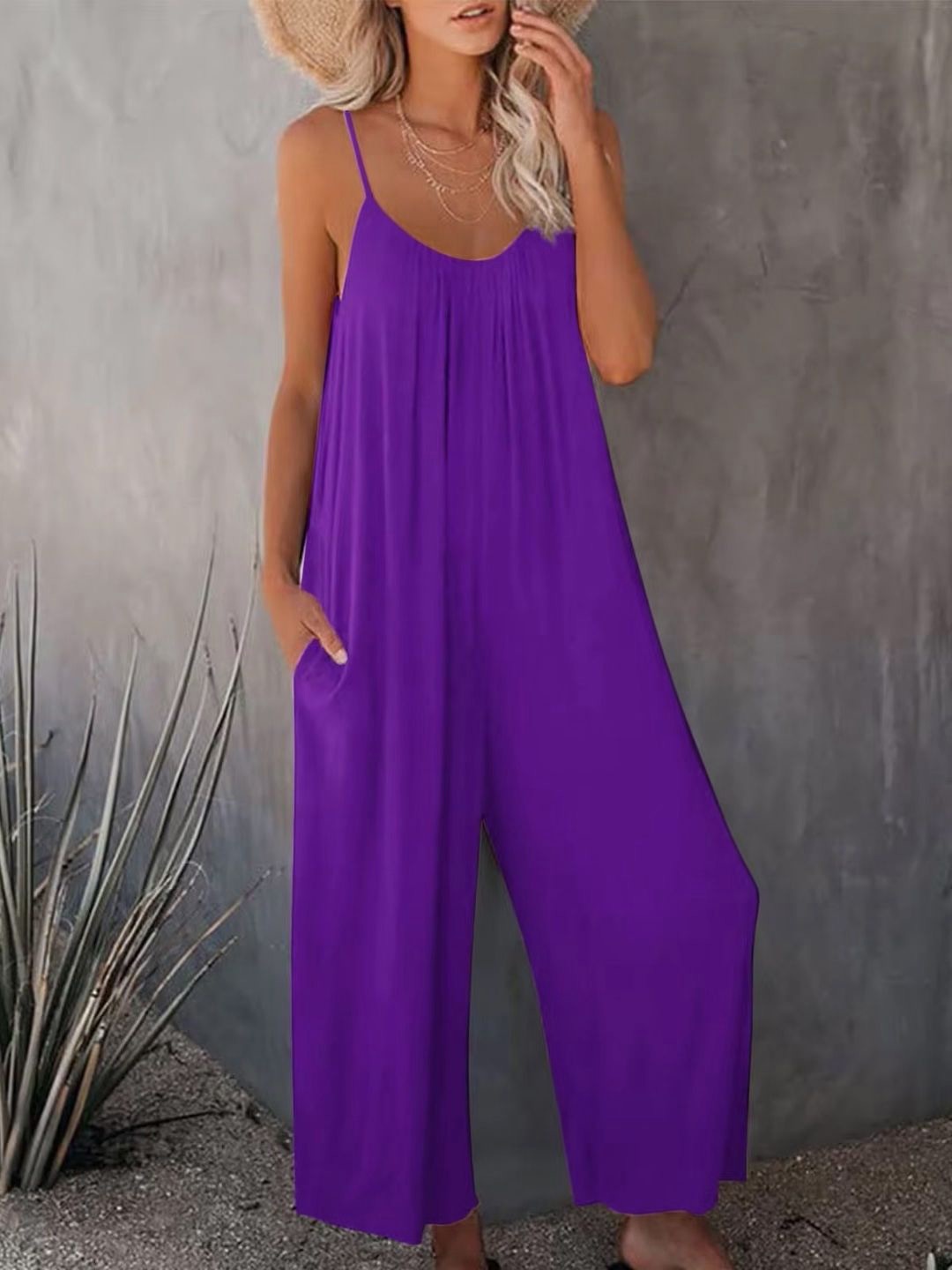 

KPOP Shoulder Straps Jumpsuit, Purple