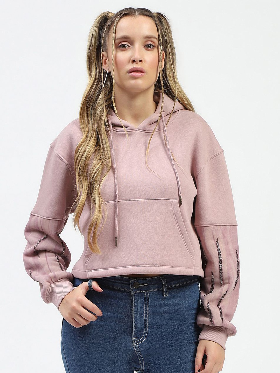 

Madame Women Solid Hood Cotton Pullover Sweatshirt, Purple