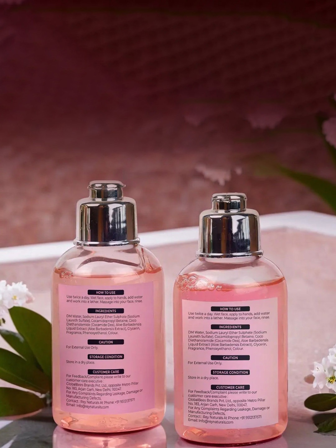 

The Bath Store 2Pc Japanese Cherry Blossom & British Rose Face Wash-100ml Each, Pink
