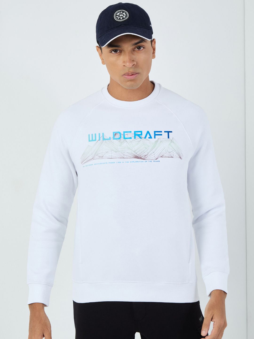 

Wildcraft Men Brand Logo Printed Round Neck Cotton Pullover Sweatshirt, White