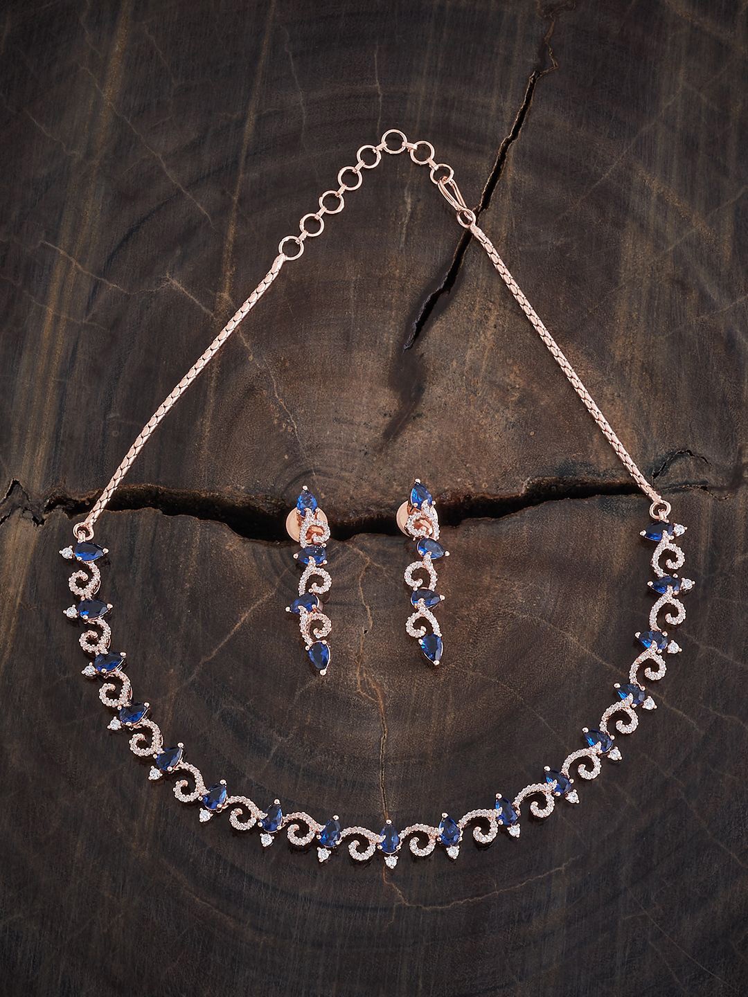 

Kushal's Fashion Jewellery Rose Gold Plated Cubic Zirconia Studded Jewellery Set