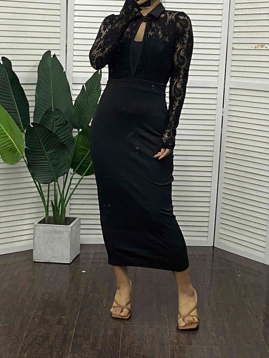

KPOP Solid Bodycon Maxi Dress, Black