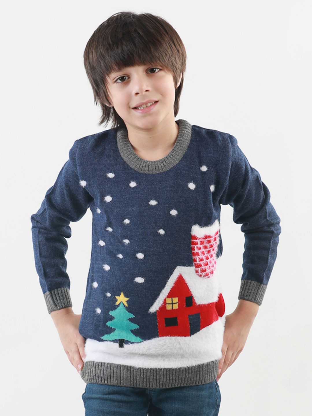 

KNITCO Kids Pullover with Applique Detail, Blue