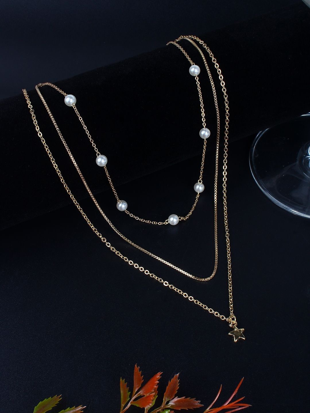 

KPOP Gold Plated Artificial Beads Layered Necklace