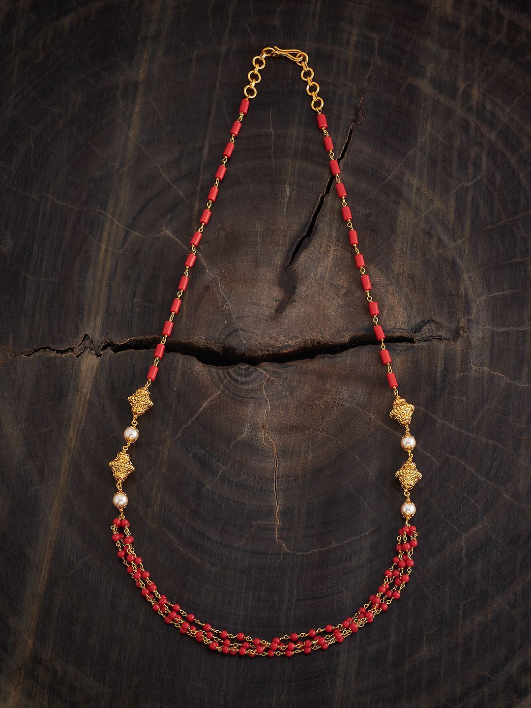 

Kushal's Fashion Jewellery 92.5 Pure Silver Gold-Plated Stone Studded Temple Chain