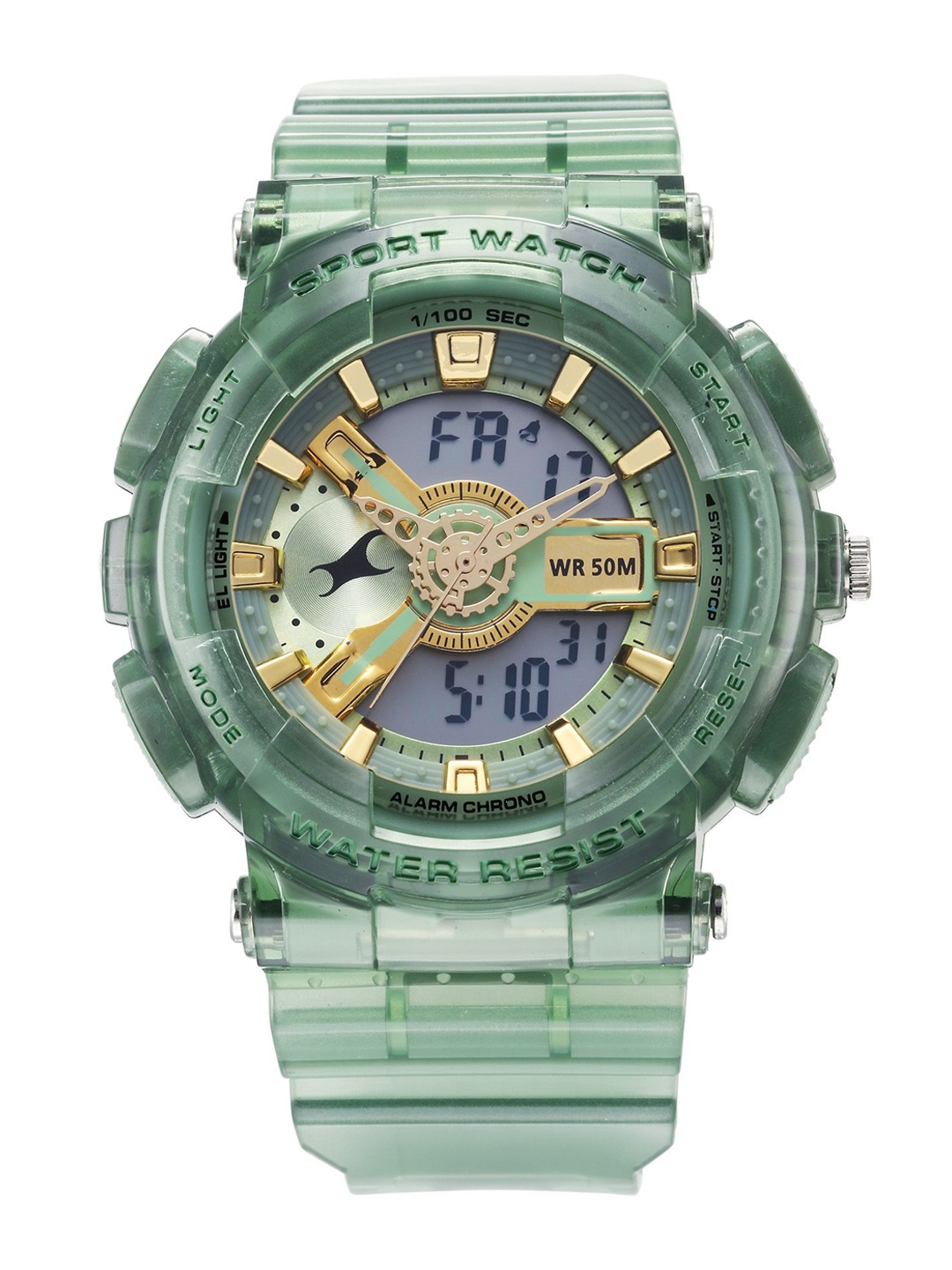 

Fastrack Men Embellished Dial & Textured Straps Analogue Watch 38116PP01, Green