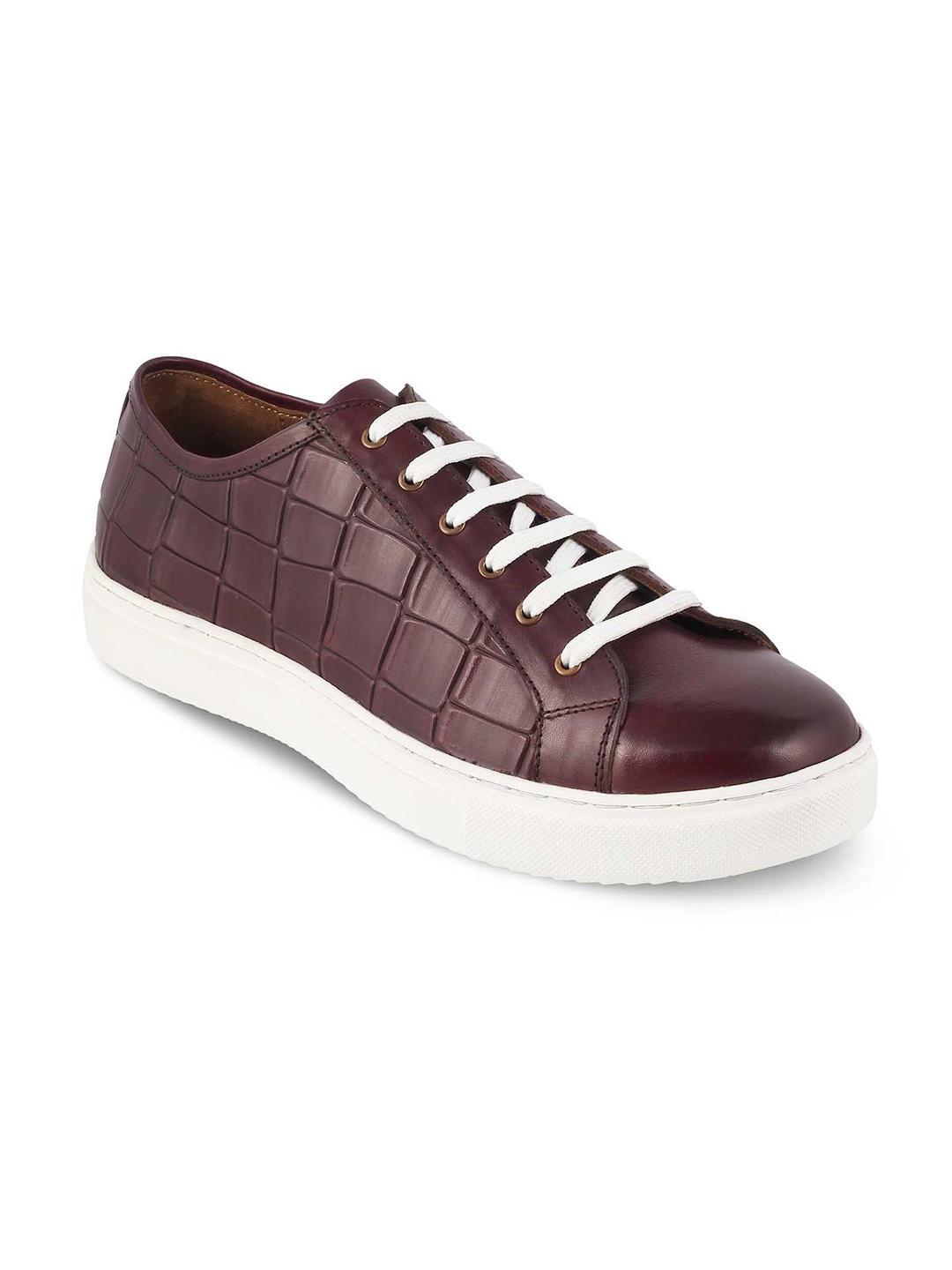 

Tresmode Men Printed Leather Sneakers, Violet