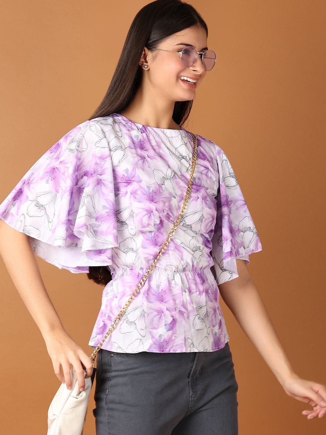 

V-Mart Women Floral Printed Round Neck Top, White