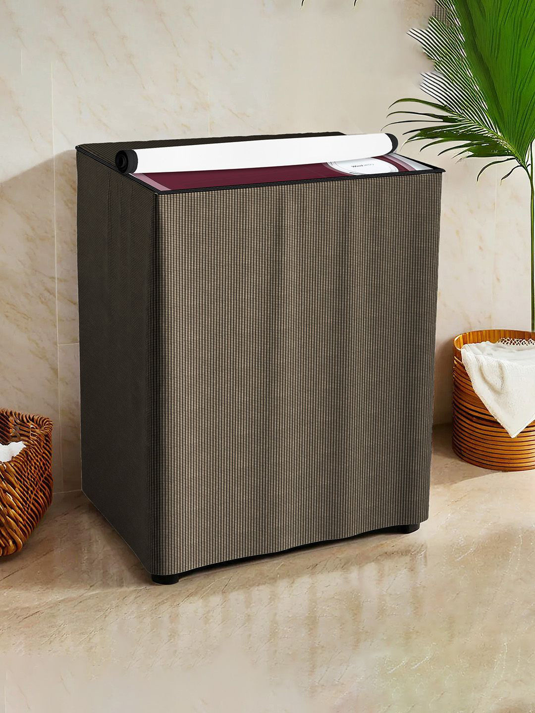 

Kuber Industries Brown Printed Semi-Automatic Washing Machine Covers