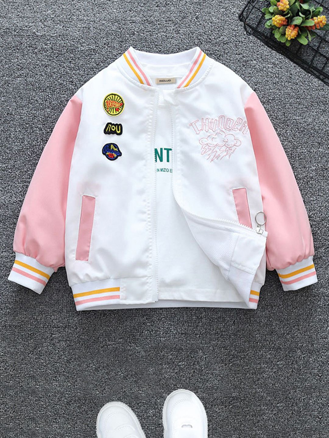 

INCLUD Boys Varsity Jacket, Pink