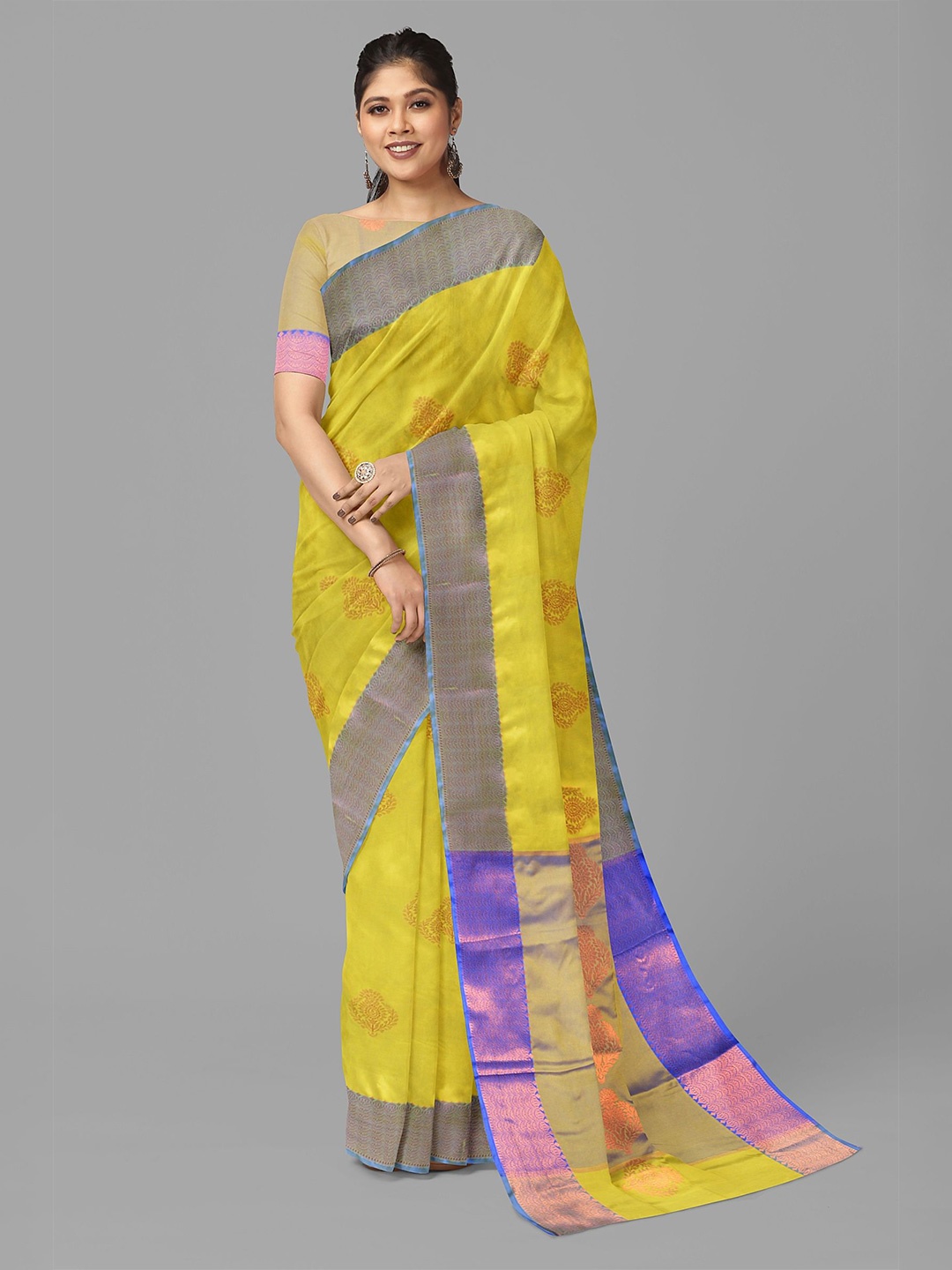 

The Chennai Silks Ethnic Motifs Zari Art Silk Saree, Yellow