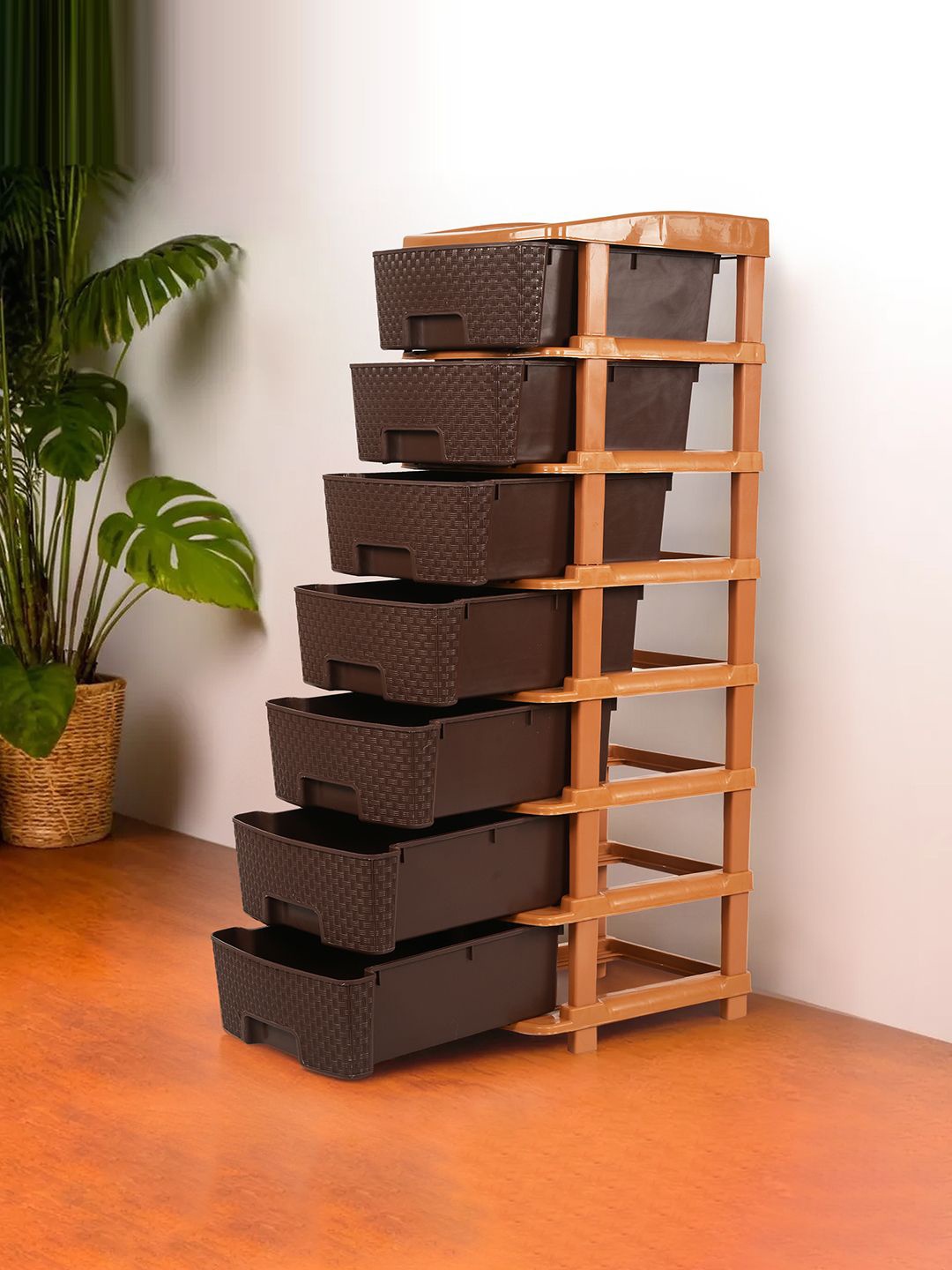 

Kuber Industries Brown 7-Layer & 57 Ltr Drawer Storage Organiser