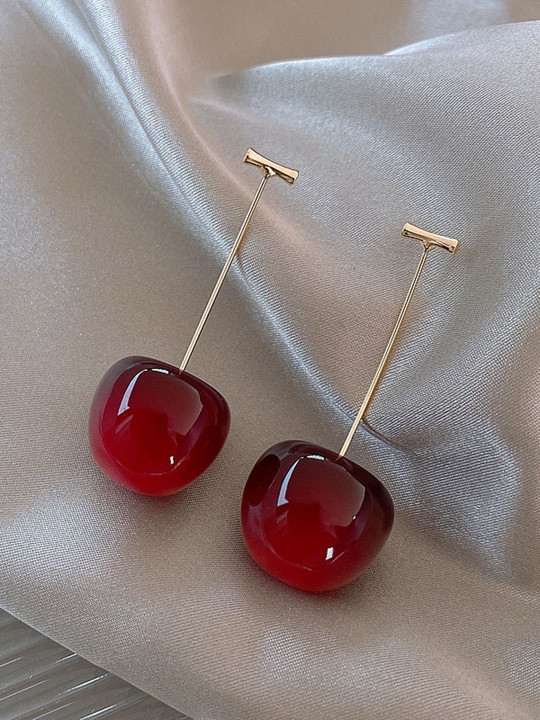 

KRENOZ Classic Drop Earrings, Red