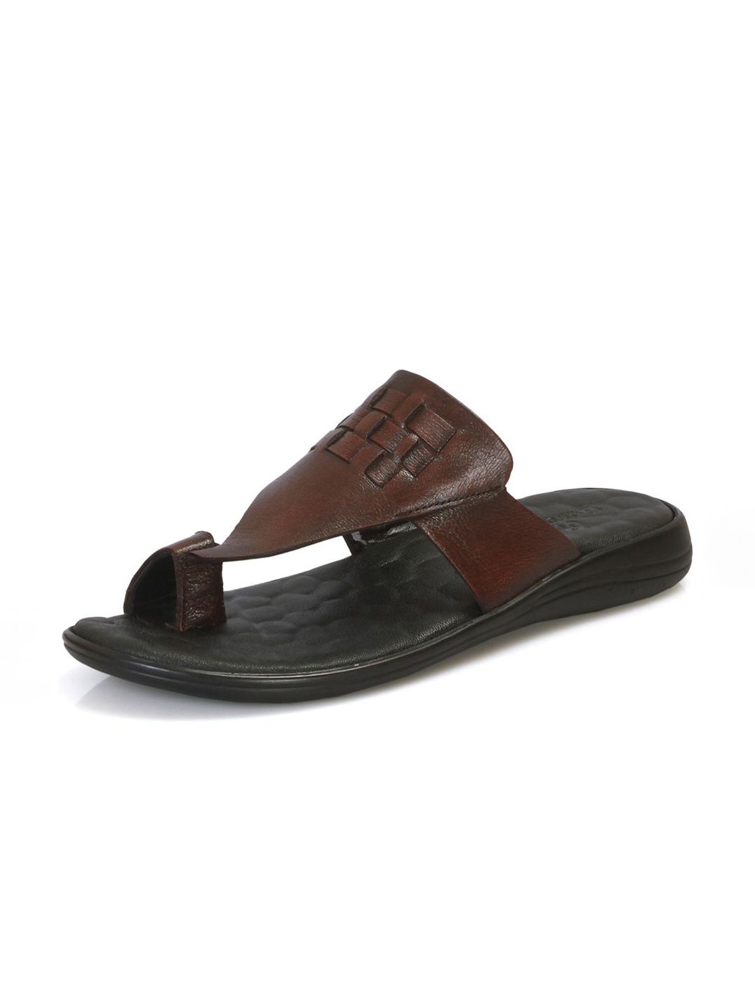 

Auserio Men PU Round Toe Textured Sandals, Brown