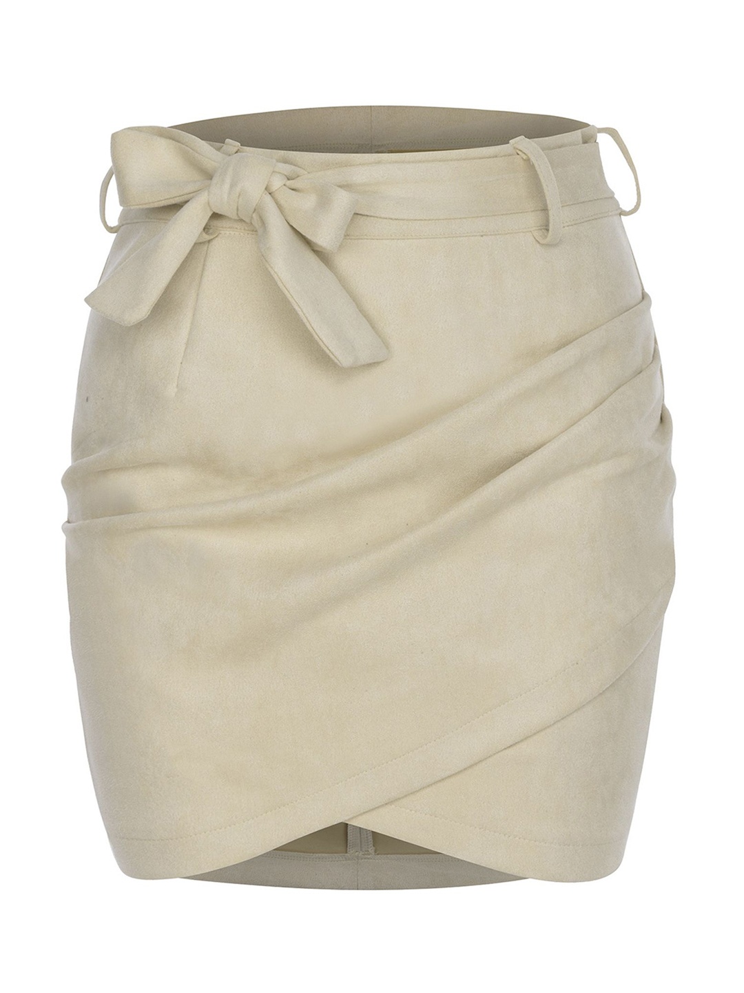 

LULU & SKY Tie-Up Waist A-Line Mini Skirts, Beige