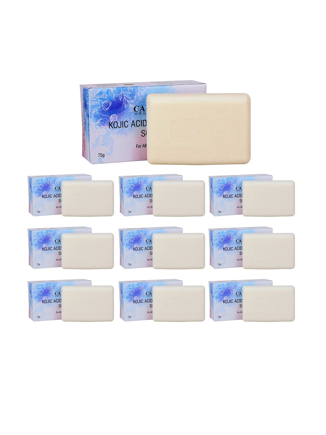 

CARET ORGANIC 10 Pcs Kojic Acid & Vitamin C Skin Brighttening Soap-75g Each, White