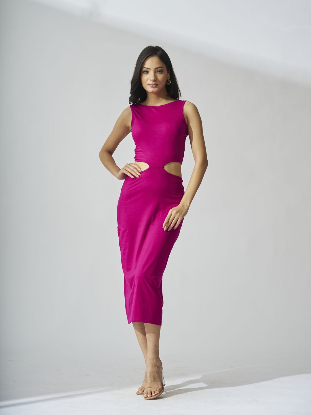 

Risate Cut-Outs Sheath Midi Dress, Pink