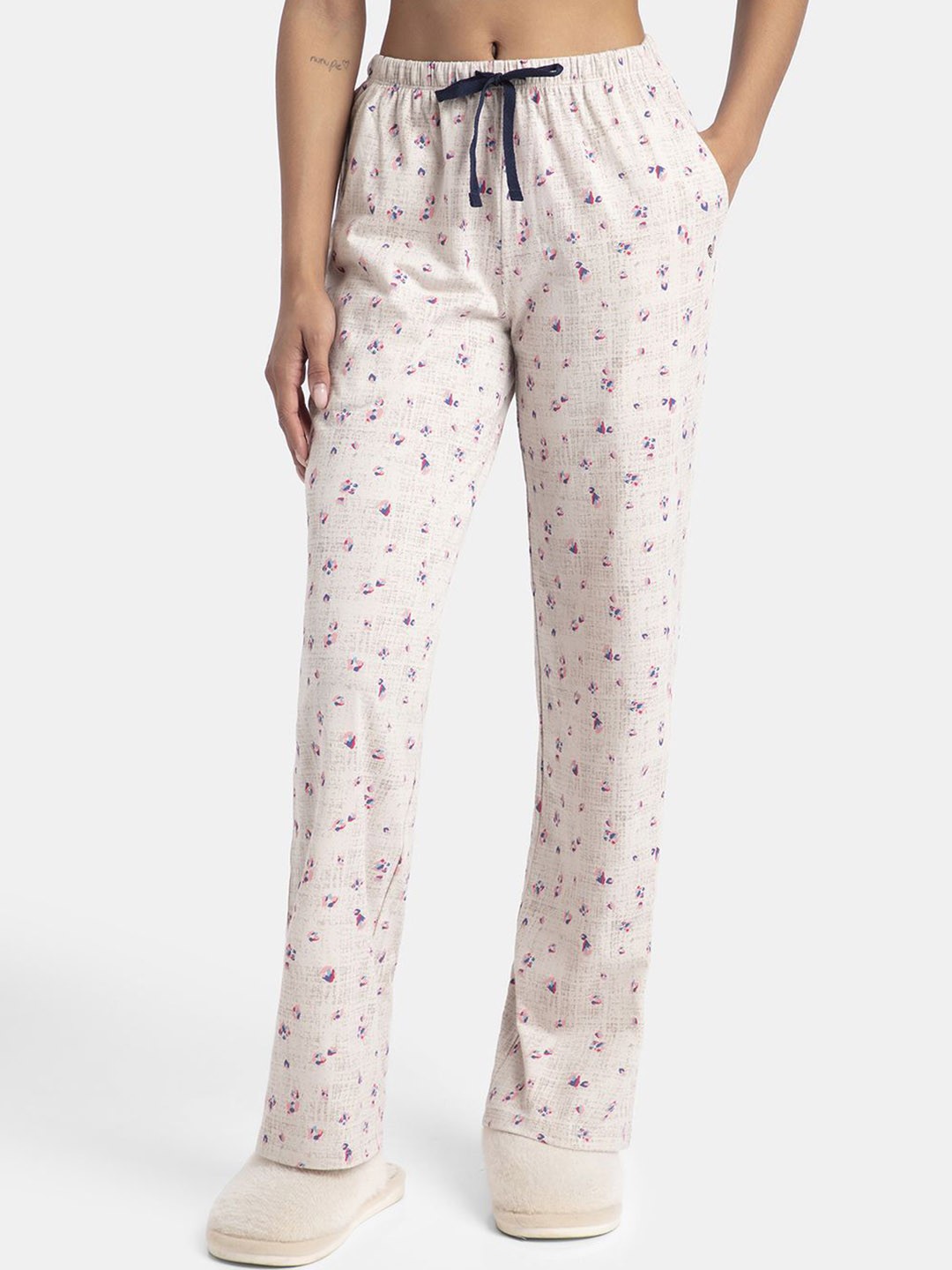 

Jockey Women Printed Pure Cotton Lounge Pant, White