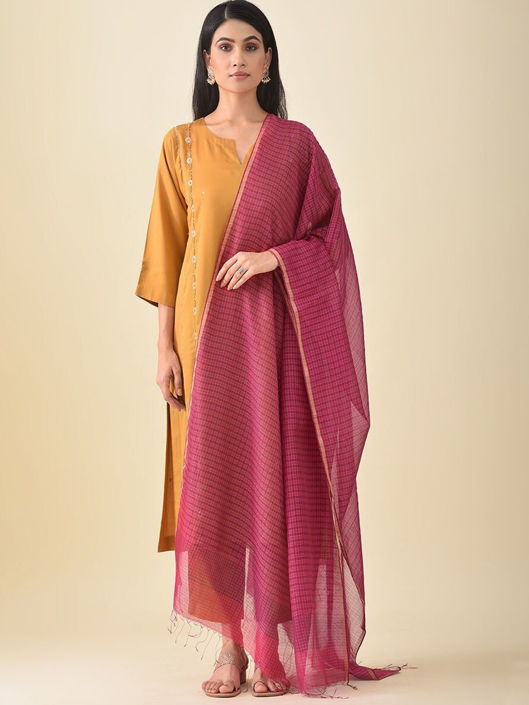 

JAYPORE Embroidered Dupatta, Purple