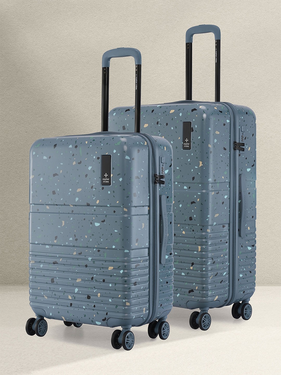 

Nasher Miles Terrazzo Polycarbonate Blue Trolley Bag Set of 2 M/L 65-75cm