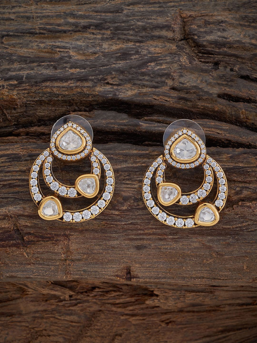 

Kushal's Fashion Jewellery Contemporary Kundan Studs, Gold