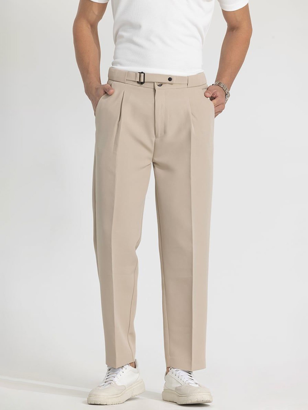 

Snitch Men Classic Pleated Trousers, Beige