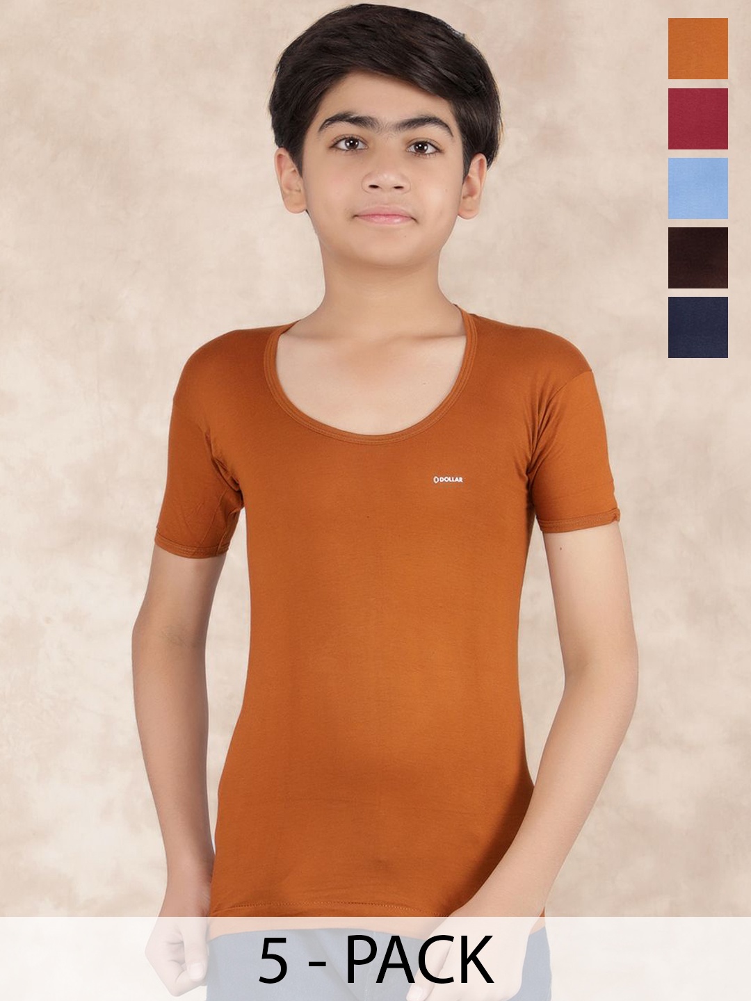 

Dollar Boys Pack Of 5 Combed Cotton Undershirt Vests, Assorted