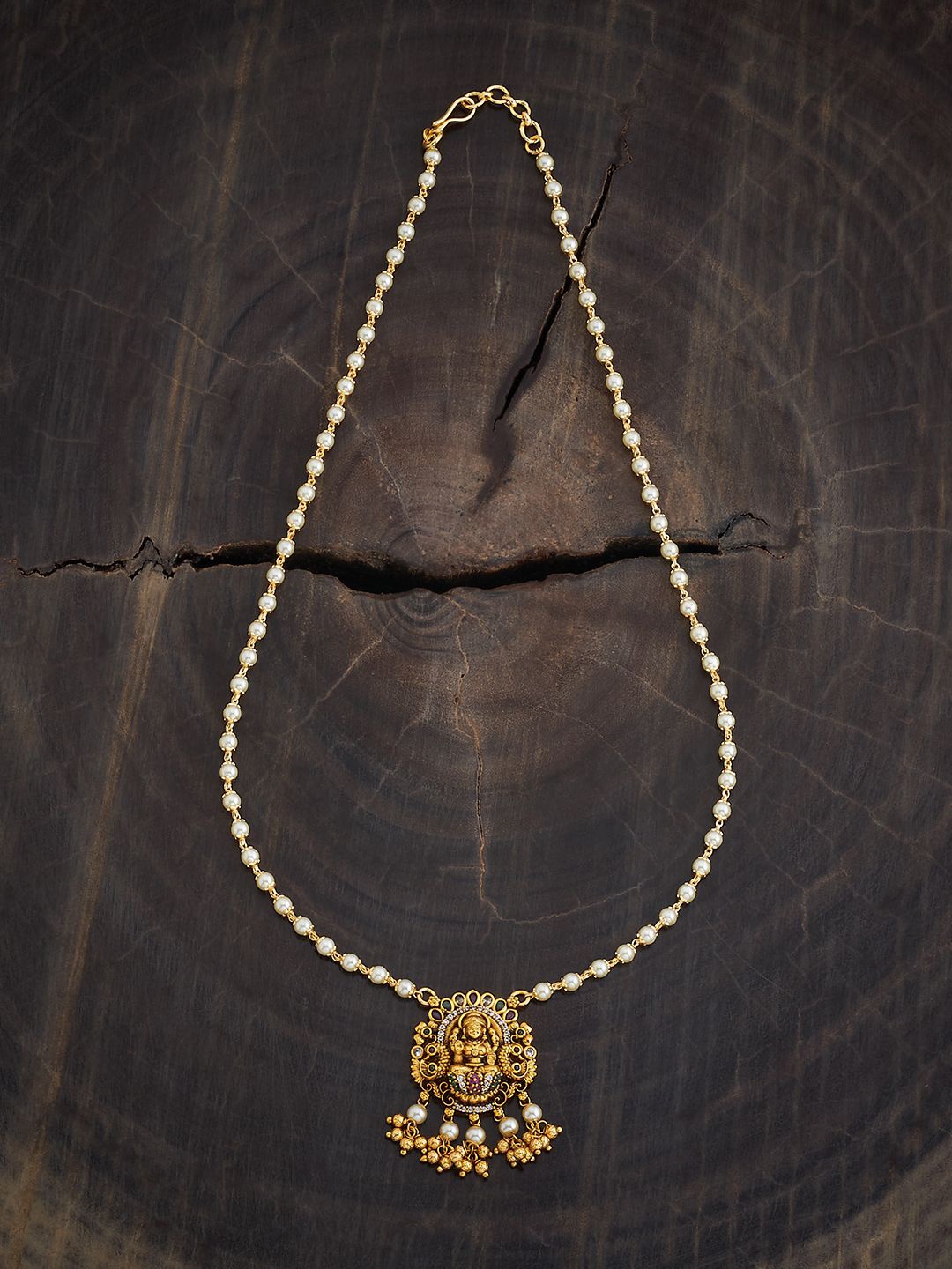 

Kushal's Fashion Jewellery Gold-Plated Ruby Studded & Beaded Antique Necklace