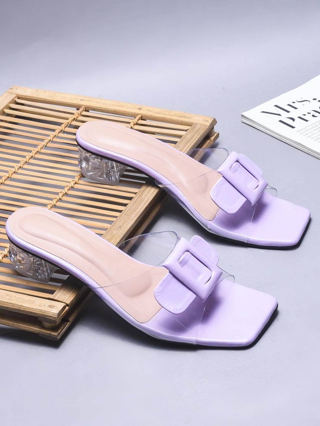 

Try Me Women Open Back Block Sandals, Purple