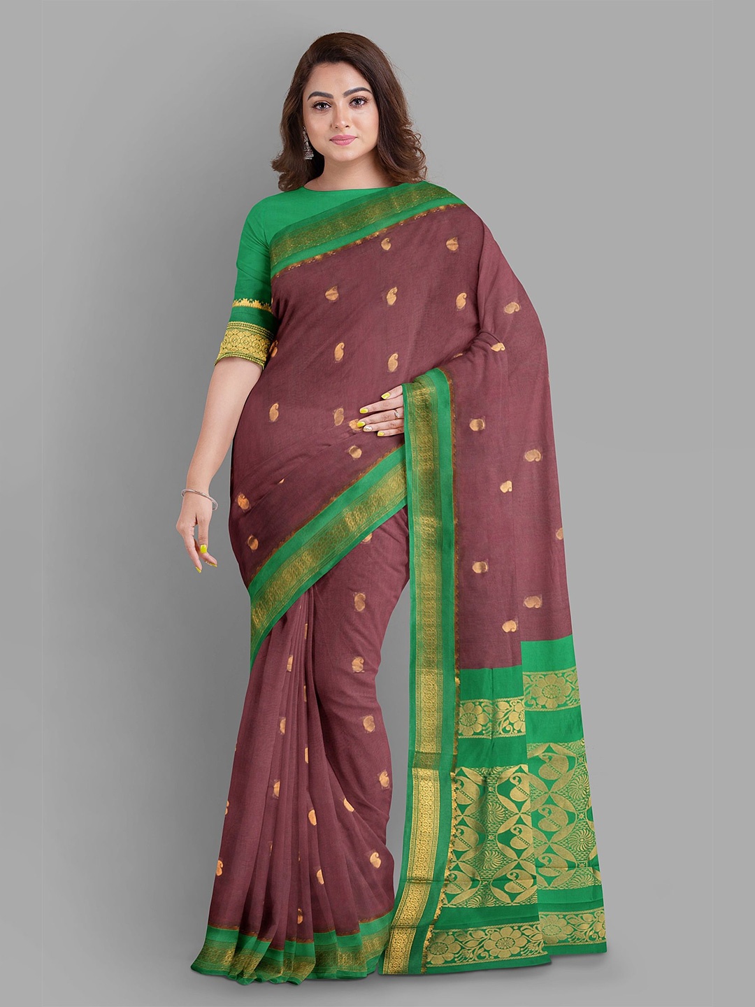 

The Chennai Silks Paisley Zari Maheshwari Saree, Maroon