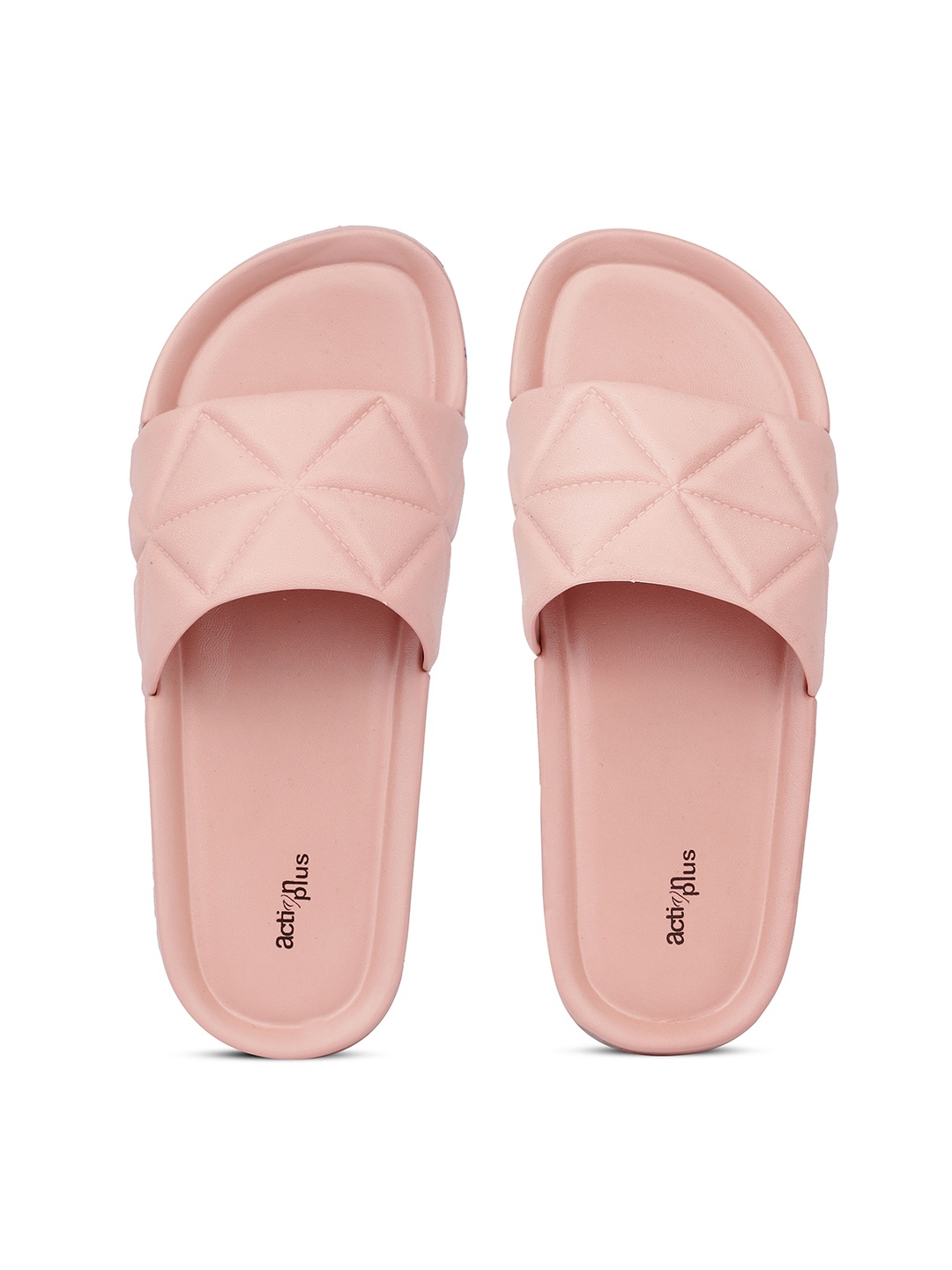 

Action Women Solid Rubber Sliders Flip Flops, Peach