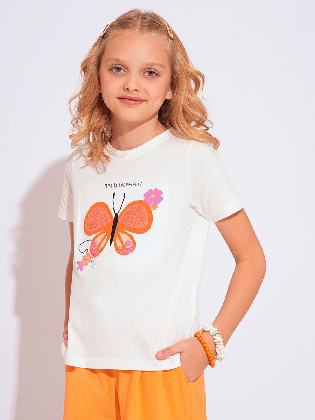 

Vero Moda Girls Printed Applique T-shirt, White
